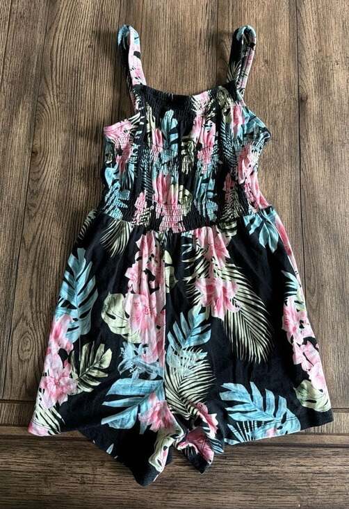 Hurley Other - Hurley Girls Smocked Tropical Floral Romper, Size M (10-12)